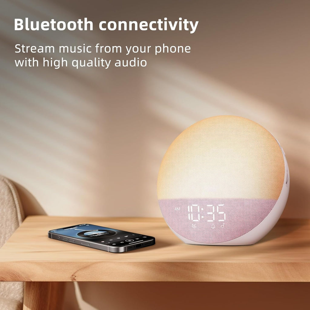 Odokee Sunrise Alarm Clock White Noise Machine: Natural Wake Up Light - Dimmable Clock with Bluetooth Speaker for Bedroom - 25 Sleep…