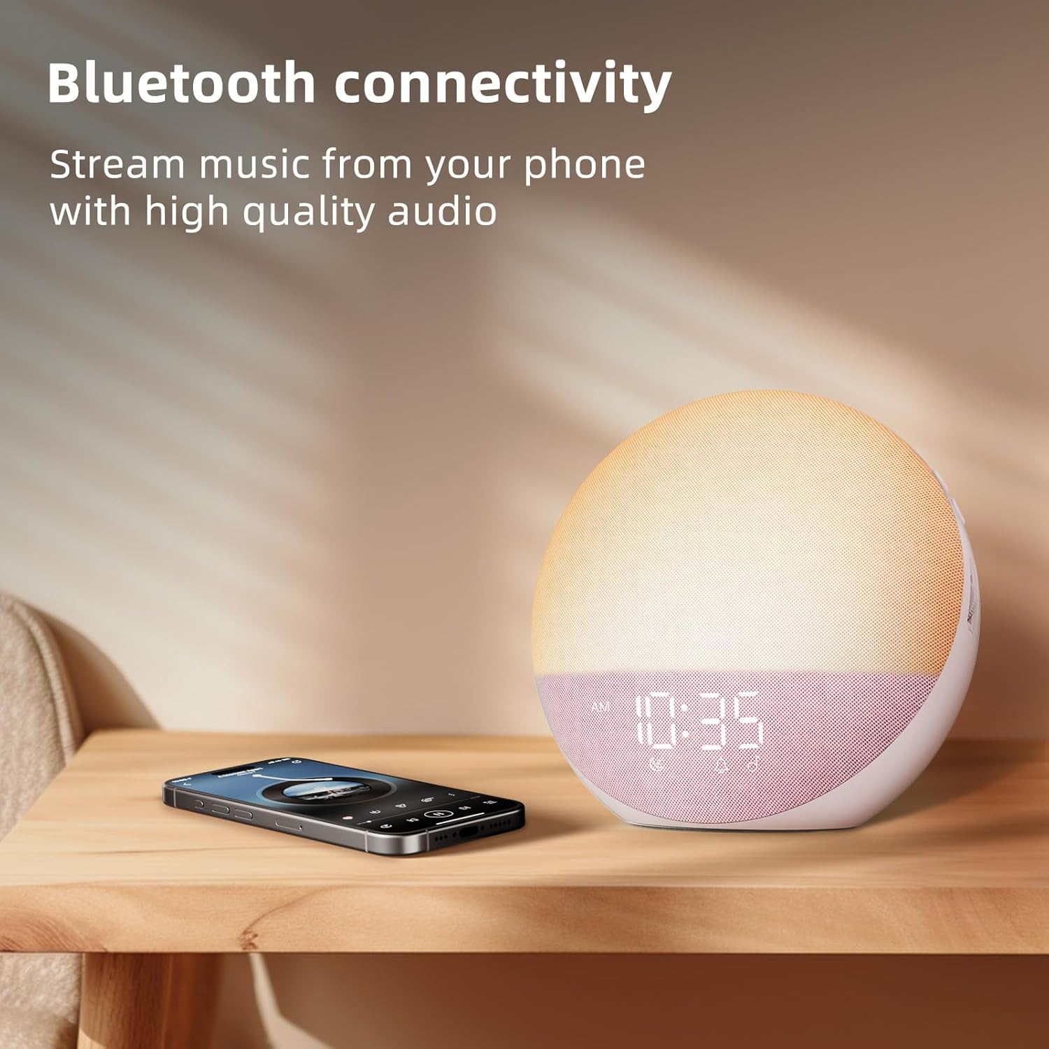 Odokee Sunrise Alarm Clock White Noise Machine: Natural Wake Up Light - Dimmable Clock with Bluetooth Speaker for Bedroom - 25 Sleep…