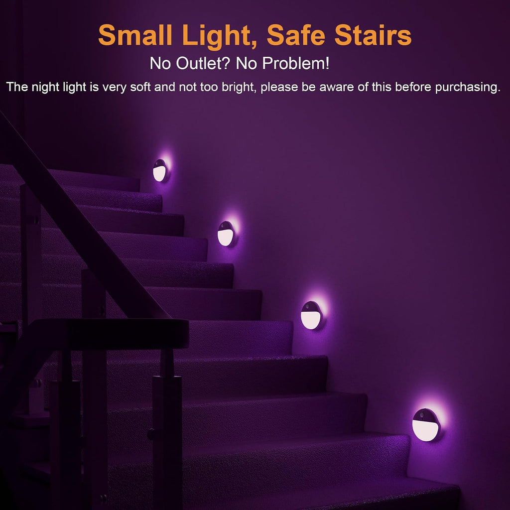 YUNLEX 2 Pack Purple Battery Night Light, Motion Activated Night Light, 2.6" Small Sticky Lights, 3 Light Modes, Dimmable Calming Glow…