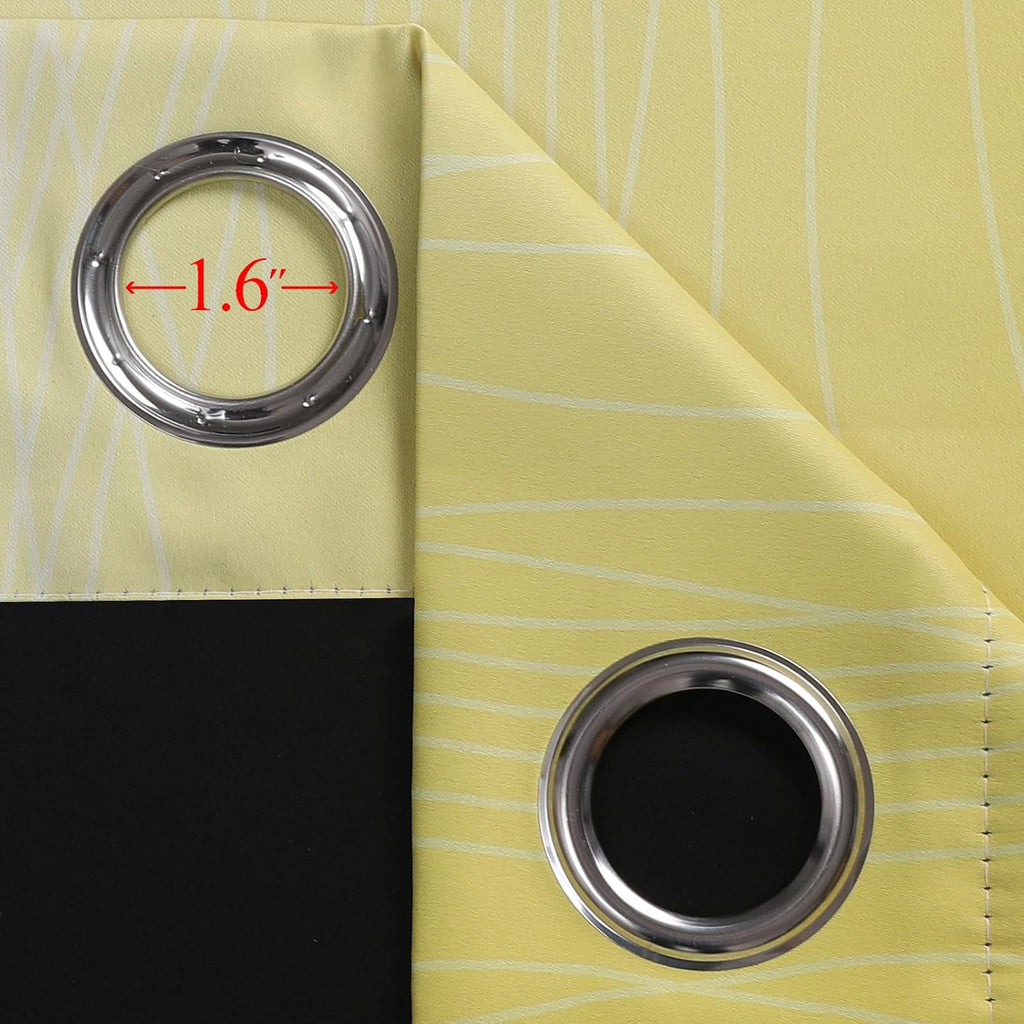 Estelartextiler Estelar Textiler Yellow and Black Ombre Blackout Curtains 102 Inch Long, Thermal Insulated Grommet Drapes for Bedroom, Full…