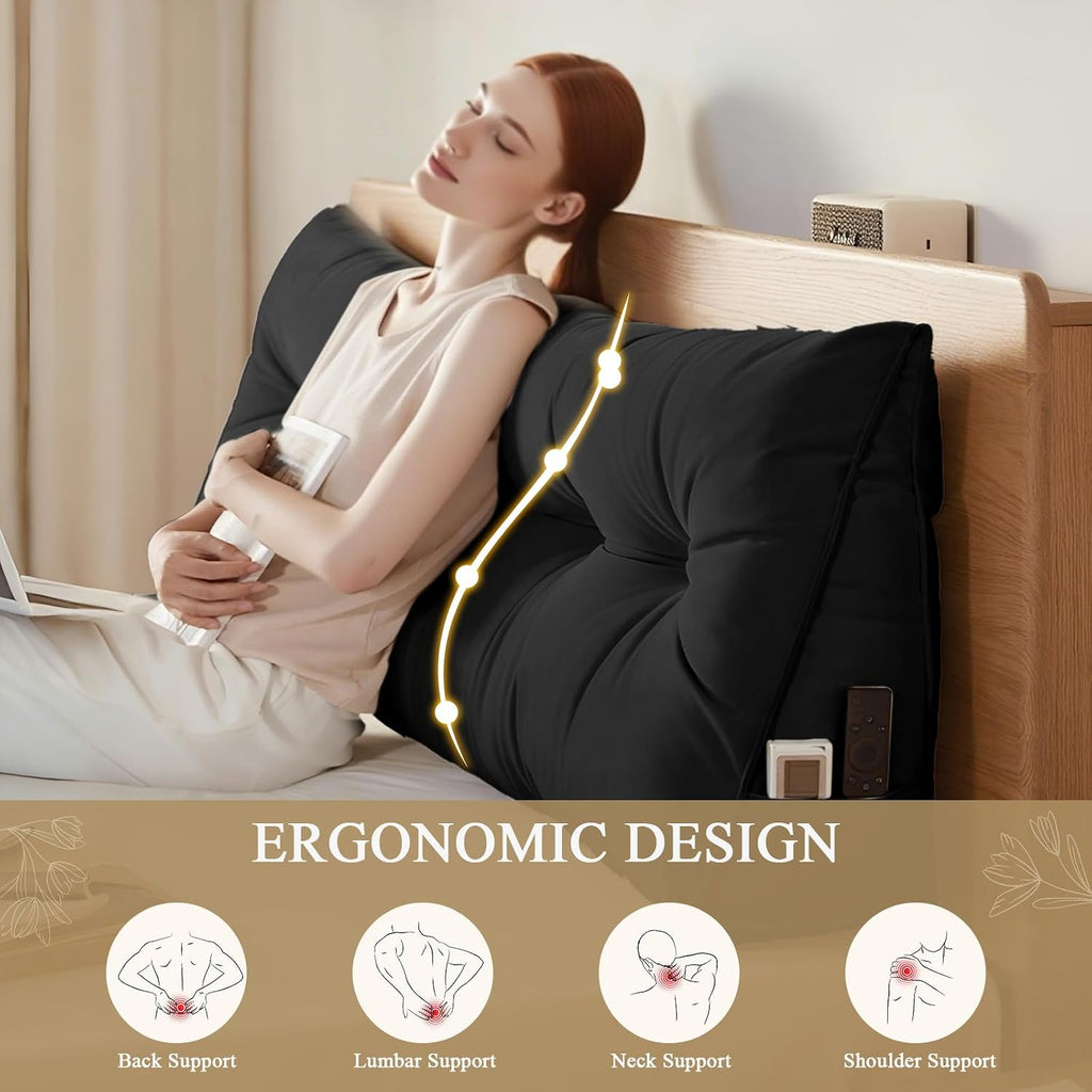DANGHOOGY Headboard Pillow King, Large Triangular Wedge Headboard Pillow for Reading and Resting, Backrest Positioning Support Pillow…