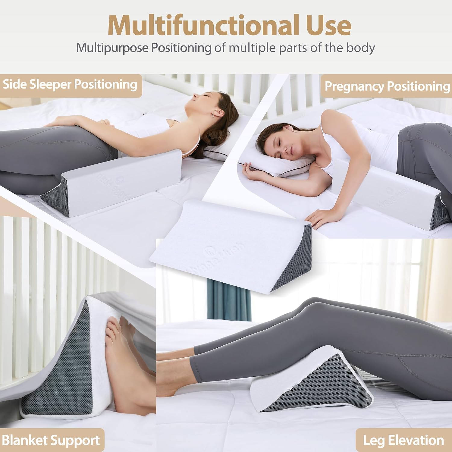 Wedge Pillow for Sleeping, Side Sleeper Body Back Positioners for Back Pain, Preventing Bedsores, After Surgery, Pregnancy Support, Ankle…