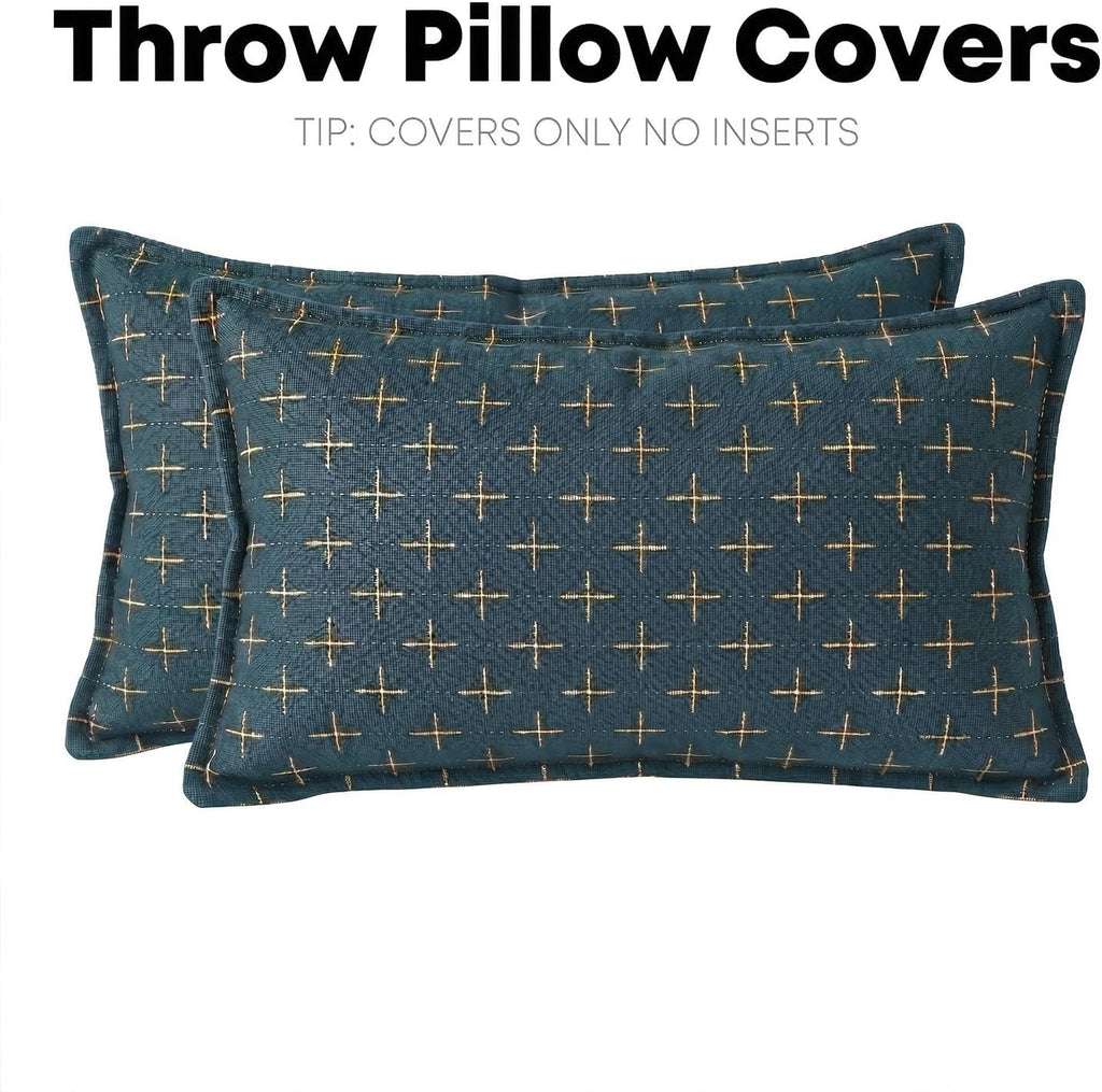 AVOINcolorlife AVOIN colorlife Pack of 2 Decorative Throw Pillow Covers 20x12 Inch, Flange Edges Woven Textured Cushion Case Home Decor for…