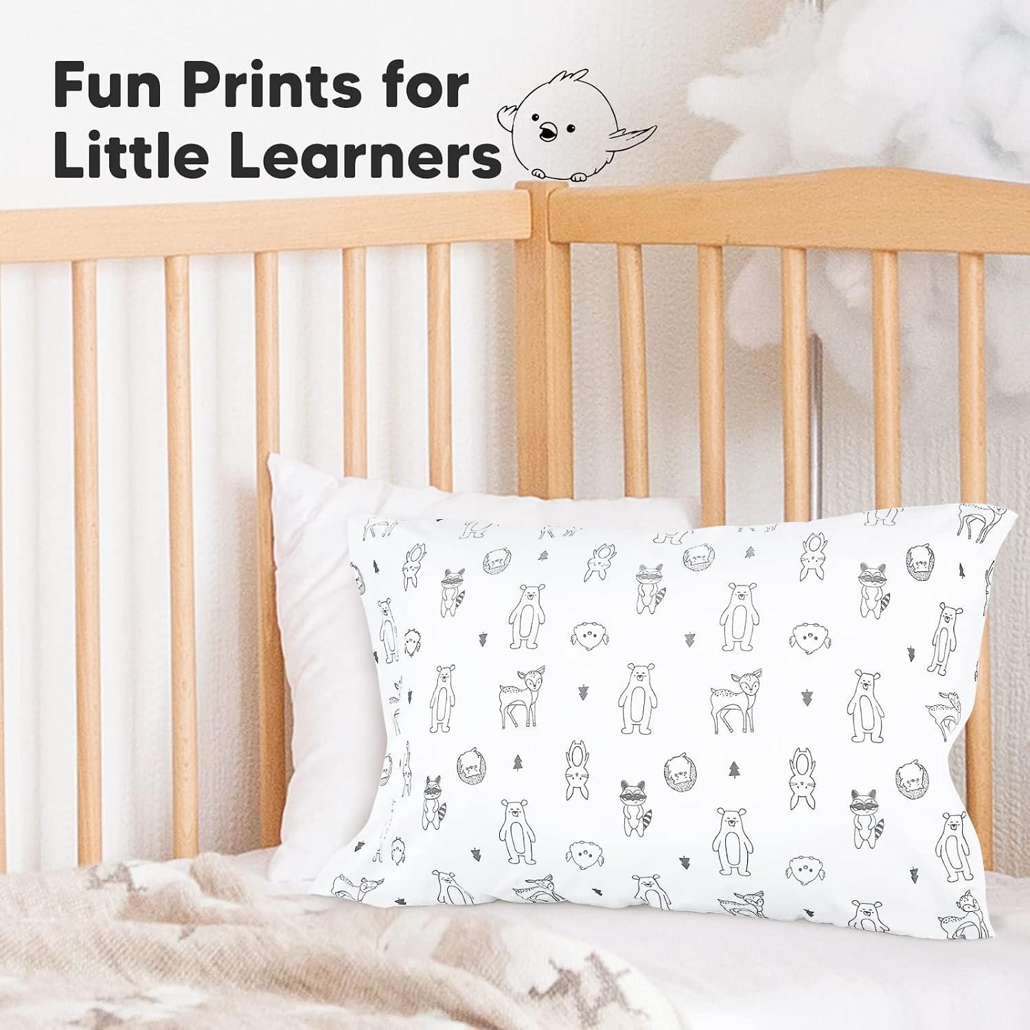 KeaBabies Toddler Pillowcase 13"x18" - Organic Cotton Toddler Pillowcase for Kids, Boys, Girls, Soft & Durable Cotton Cover for Miniature…
