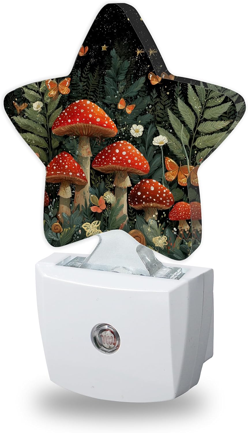 Fantasy Mushroom Nightlights Plug in Wall, Butterfly Moon Decorative Star Lamp with Automatic Lighting for Living Space, Gentle Glow for…