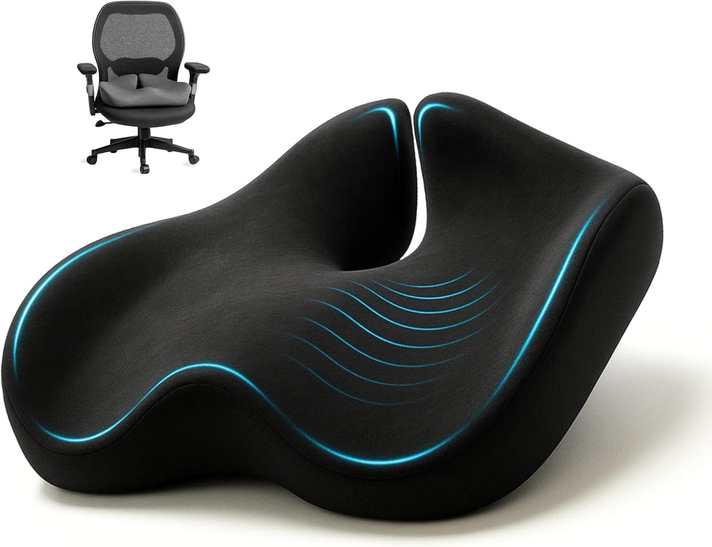 Sitcushion Ergonomic Seat Cushion for Sciatica & Tailbone – Extra Large Memory Foam Office Chair Cushion for Long Sitting, Orthopedic Coccy…