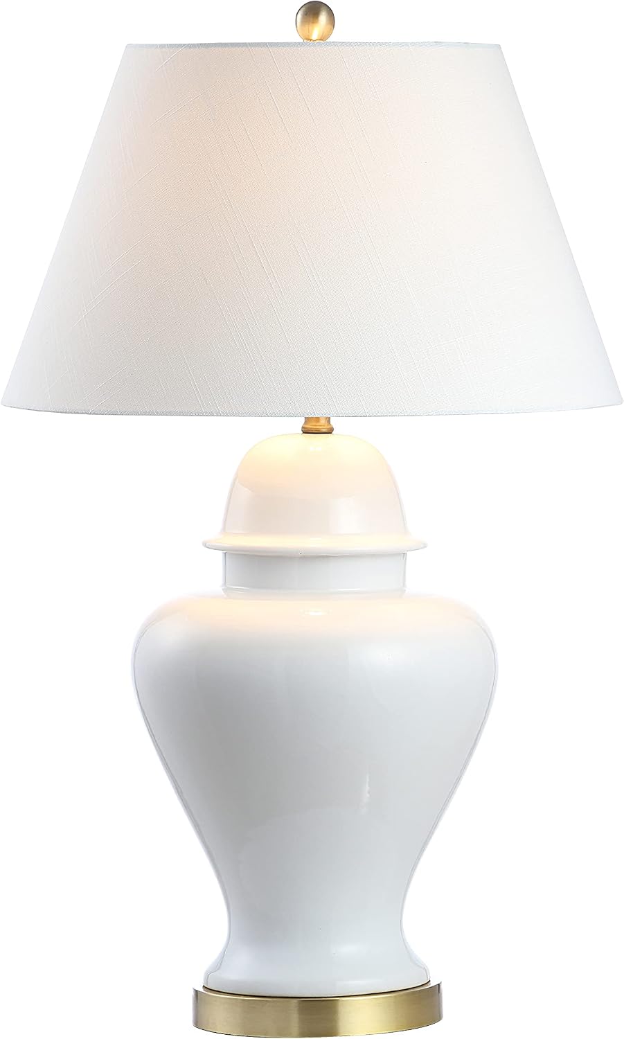JONATHAN Y 33" White Modern Ceramic Ginger Jar Table Lamp for Living Room, Traditional Bedside Lamp for Bedroom Entryway, White Linen…
