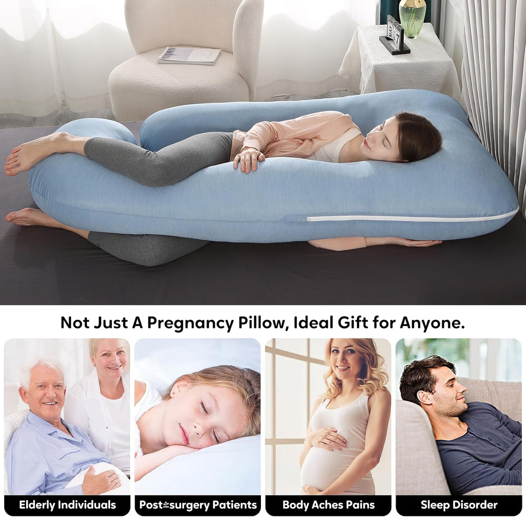 U-Shaped Pregnancy Pillow for Sleeping, Full Body Support for Back, HIPS & Belly - 65 Inch Maternity Pillow with Machine Washable Cover |…