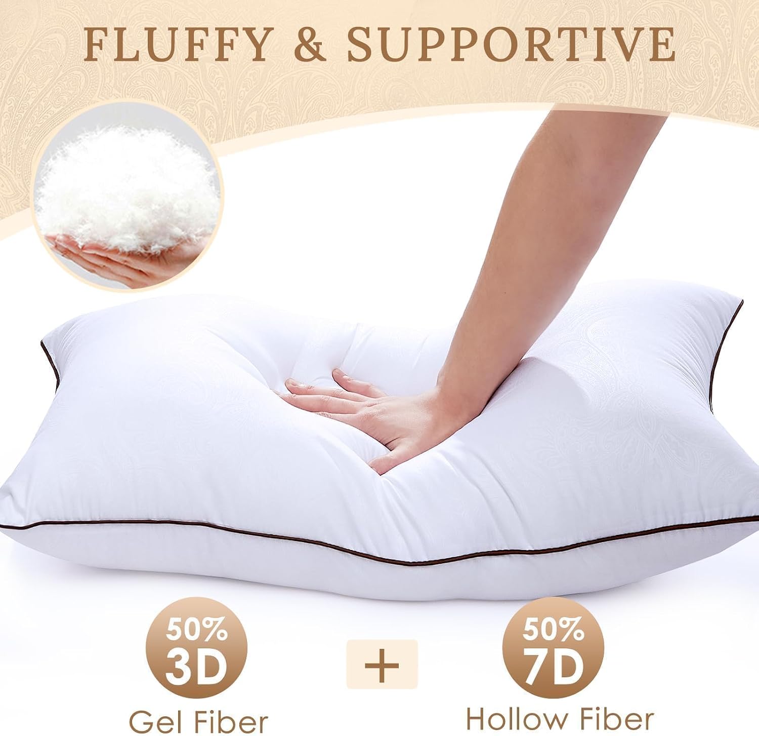 HUXMEYSON King Size Pillows Set of 4, Luxury Hotel Bed Pillows Set with Down Alternative Filling for Side and Back Sleepers
