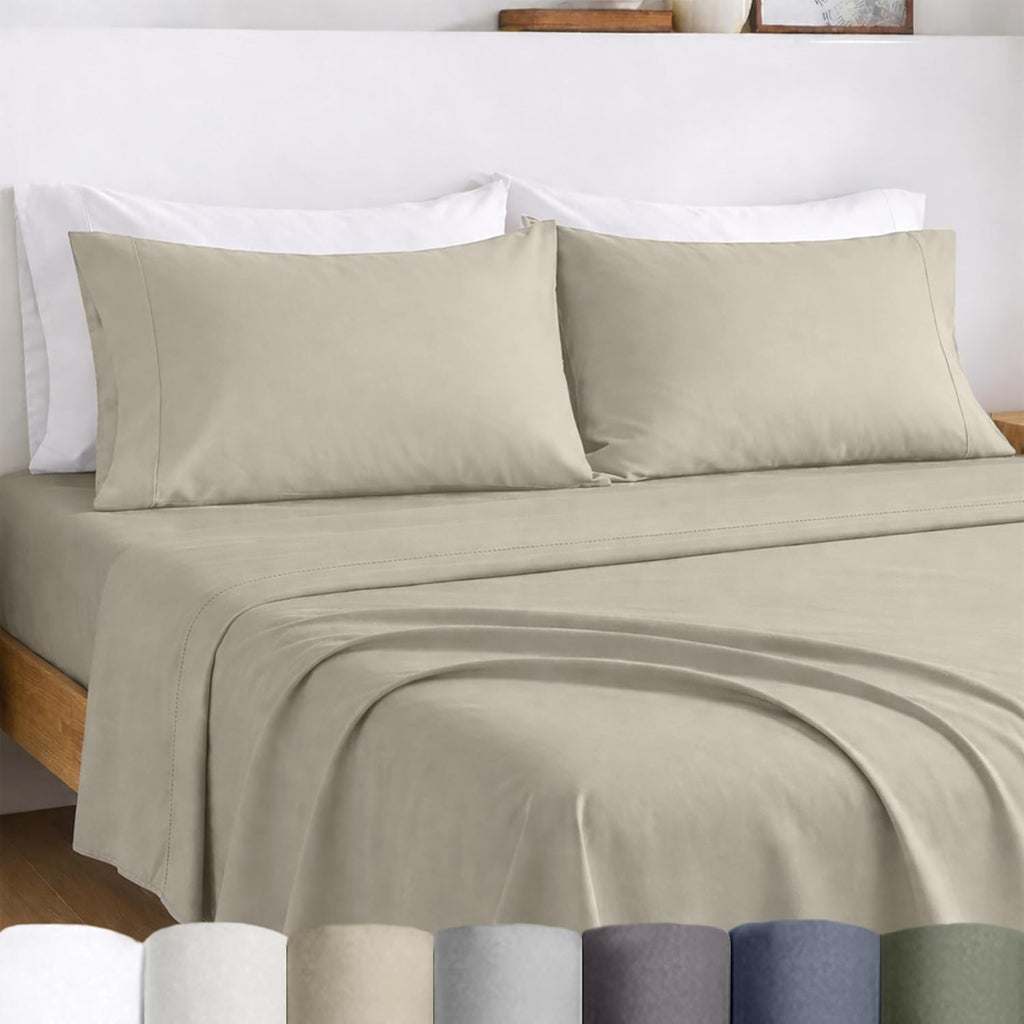CaliforniaDesignDen California Design Den Certified 100% Egyptian Cotton Sheets Full Size Bed - Lightweight Cotton Percale Sheets Full Size…