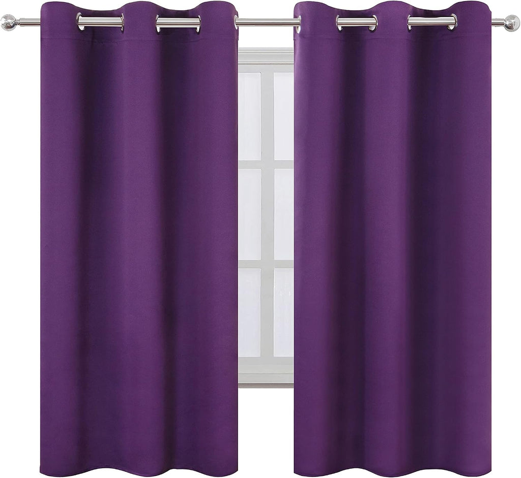 Lemomo Purple Blackout Curtains 34 x 63 Inch Length/Set of 2 Curtain Panels/Thermal Insulated Room Darkening Blackout Curtains for Bedroom…