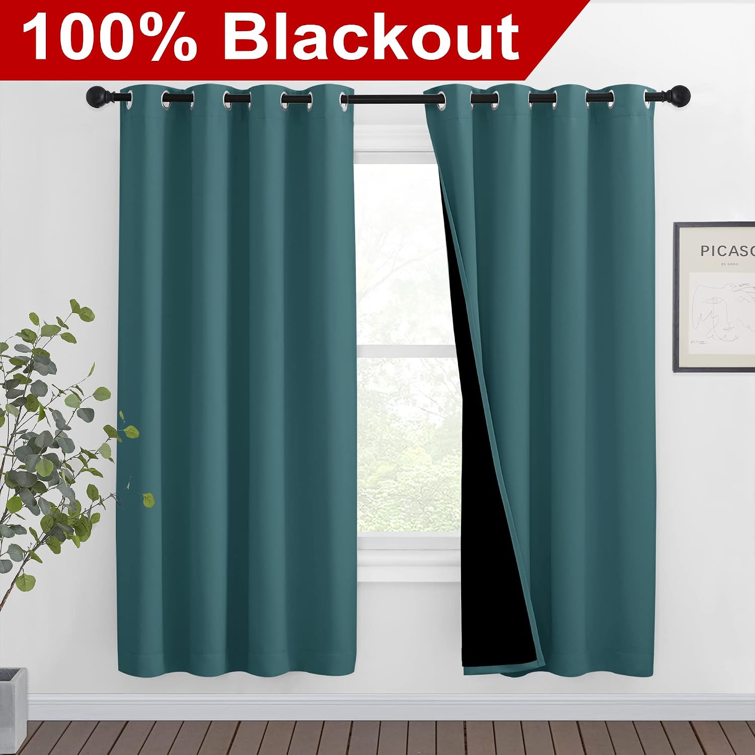 Nicetown Full Shade Curtain Panels, Pair of Energy Smart & Noise Blocking Out Blackout Drapes for Apartment Window, Thermal Insulated Guest…