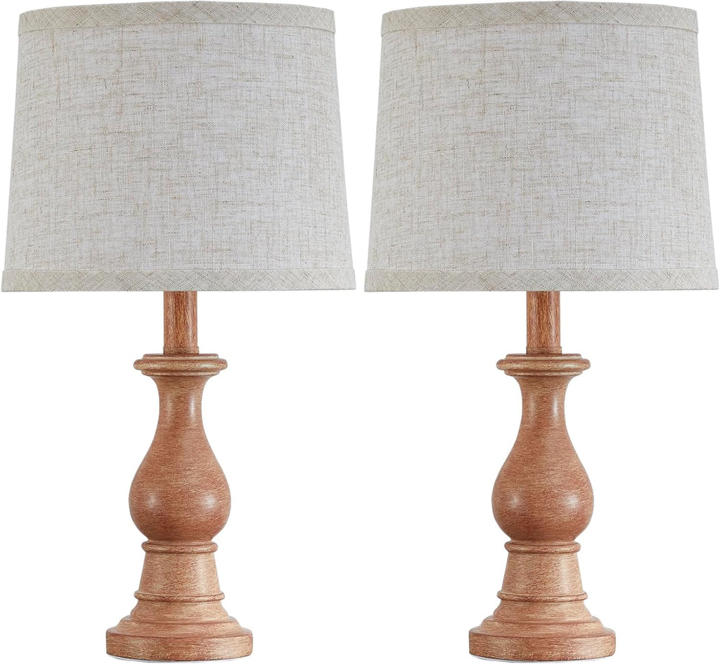 Vintage Table Lamp for Living Room Bedroom, 18.5" Farmhouse Bedside Lamps Nightstand Lamp Set of 2, Table Lamps with Oatmeal Linen Lamp…