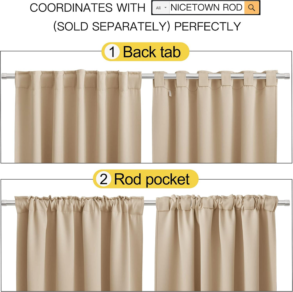 Nicetown Window Treatment Curtains Room Darkening Drapes - (Biscotti Beige Color) 52 Width x 54 Drop Each Panel, 2 Panels Set, Curtains and…