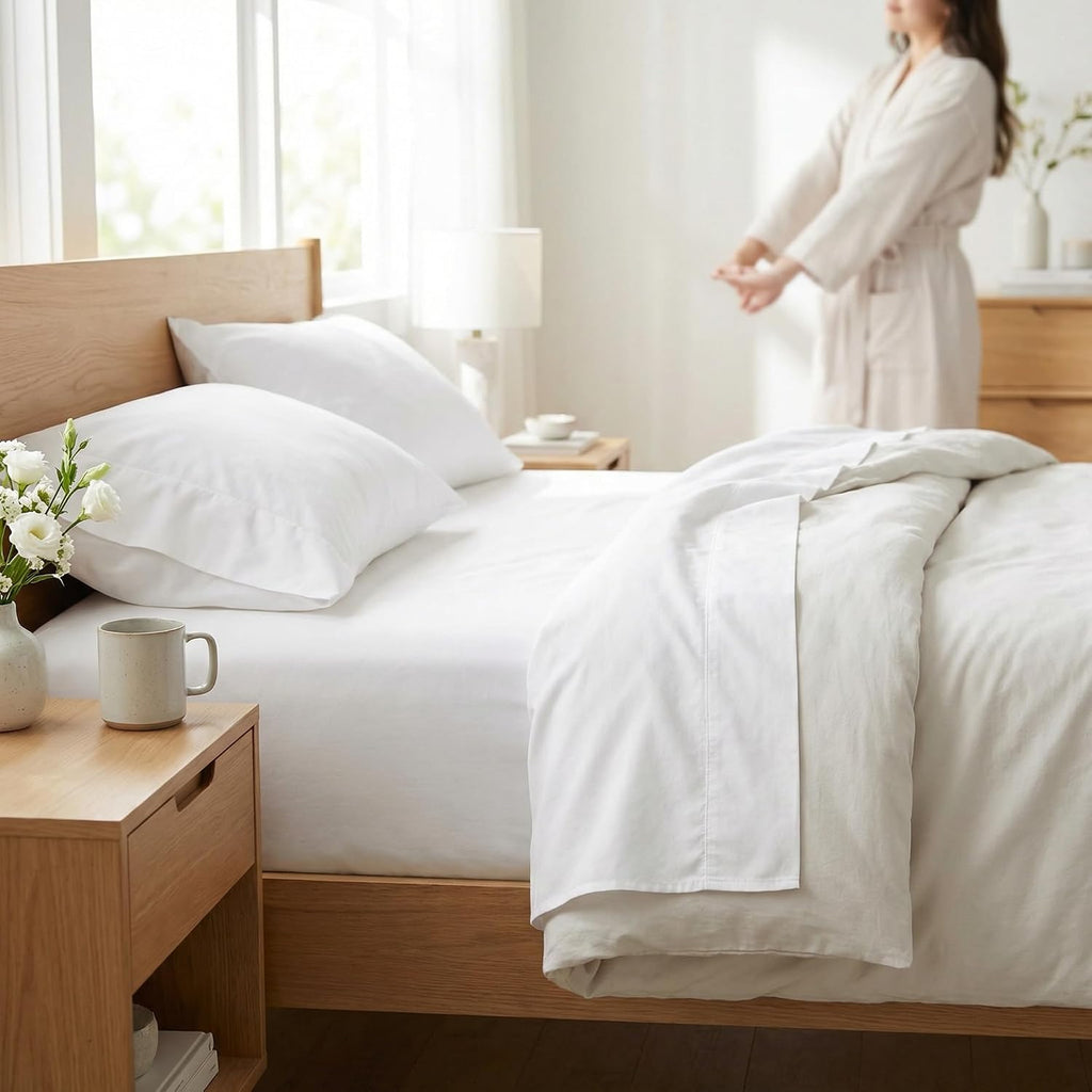 Perupima Peru Pima 285 Thread Count Percale King Sheet Set - 100% Peruvian Pima Cotton, 4 Piece (Flat, Fitted, 2 Pillowcases) - Cooling, Cr…