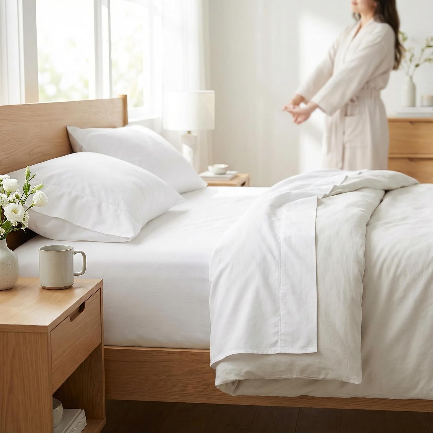 Perupima Peru Pima 285 Thread Count Percale King Sheet Set - 100% Peruvian Pima Cotton, 4 Piece (Flat, Fitted, 2 Pillowcases) - Cooling, Cr…