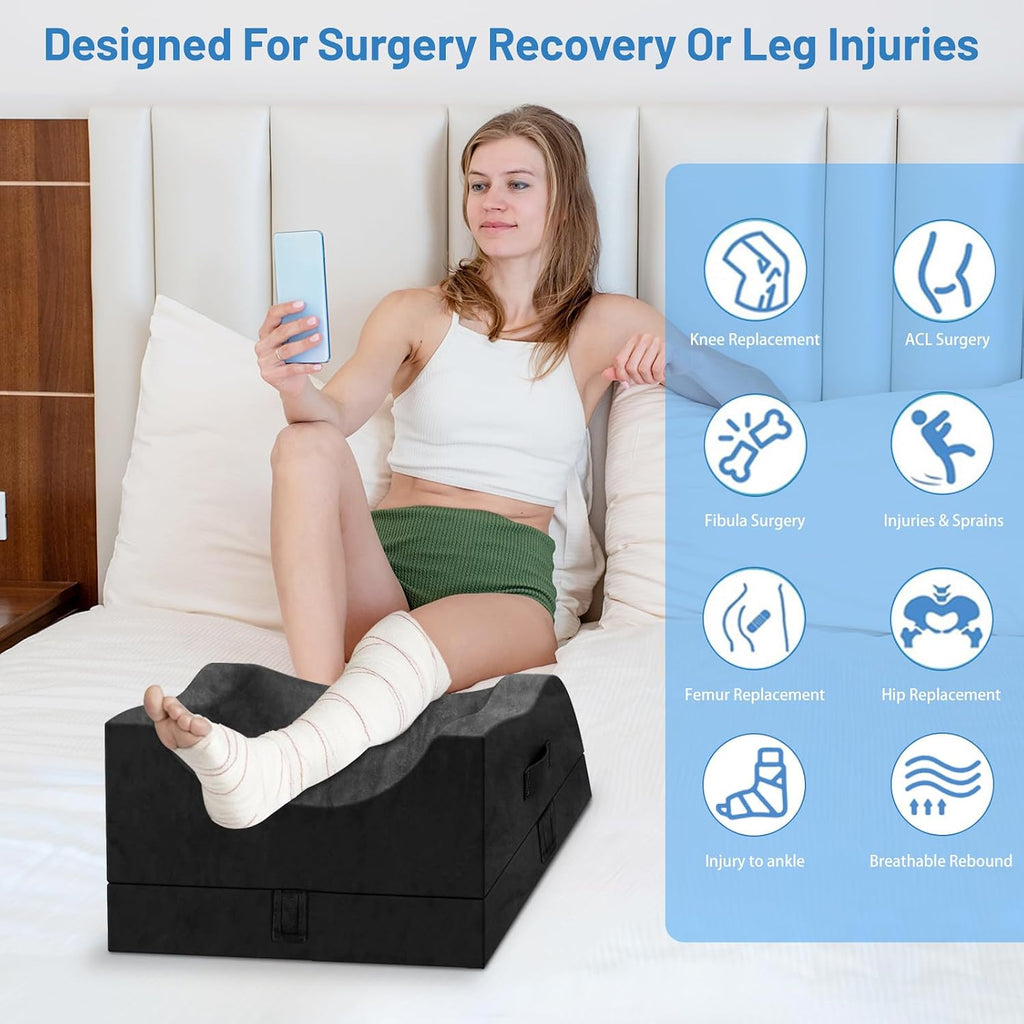 TranquilRelax Tranquilrelax Double Leg Elevation Pillows, Wedge Pillow for After Surgery, Memory Foam Support Adjustable, Comfort Ca…