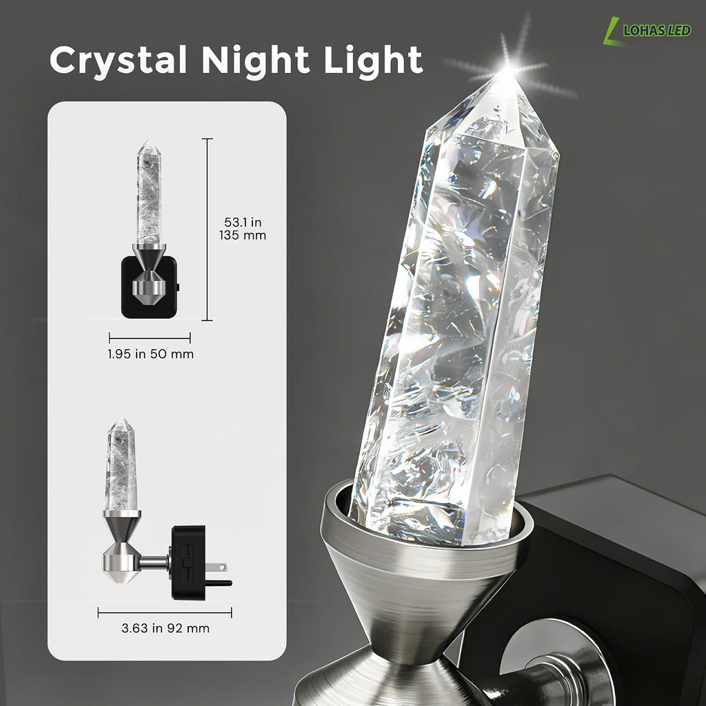 L LOHAS LED Night Light: Night Lights Plug into Wall, Dimmable Night Light Aesthetic Crystal, Warm Light 3000K, Dusk to Dawn Sensor…