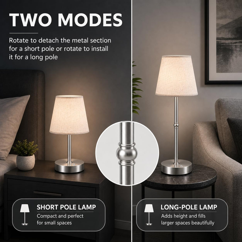 Cordless LED Table Lamp, 6000mAh Rechargeable Battery Operated Desk Lamp, 6-Level Dimming Metal Portable Nightlight for Restaurant…