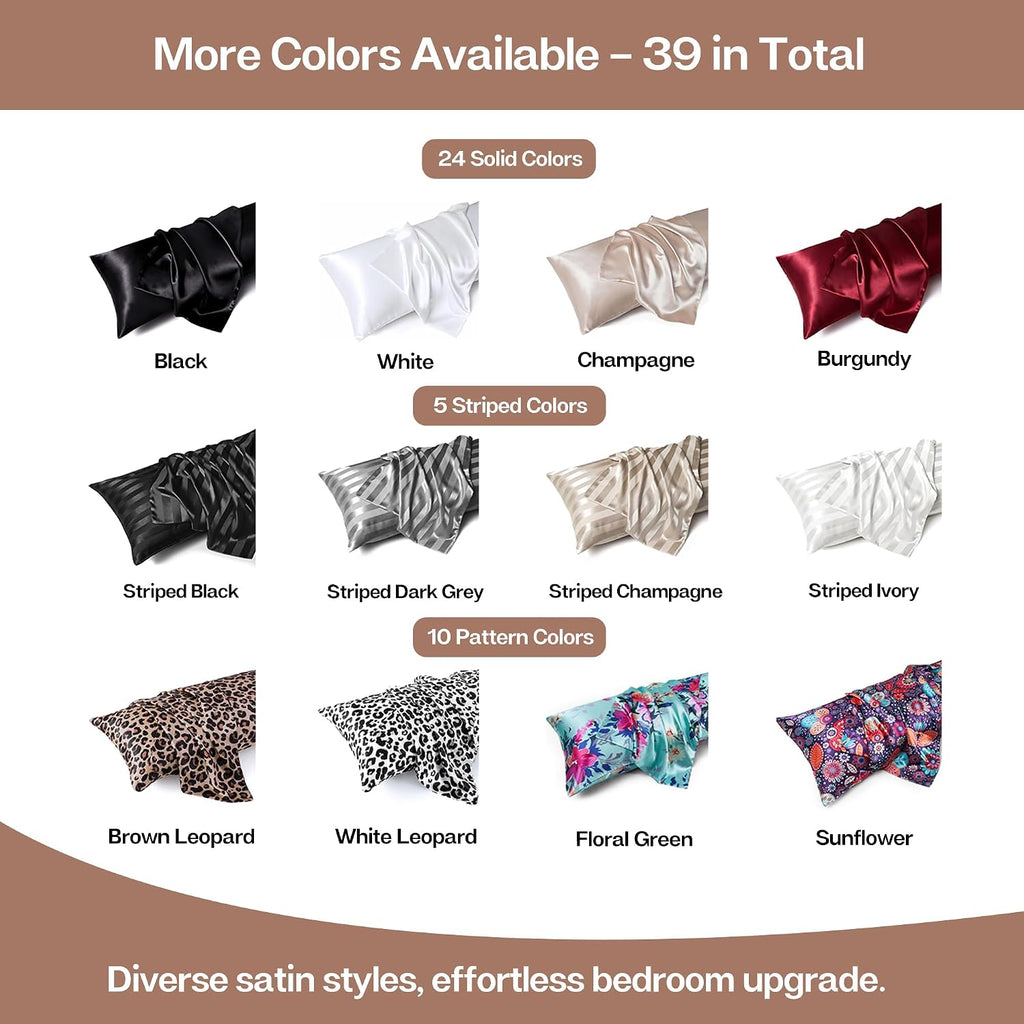 MR&HM Satin Body Pillow Cover, Soft and Breathable Body Pillow Case with Envelope Closure, Cooling and Silky Long Pillowcase for Hair and…