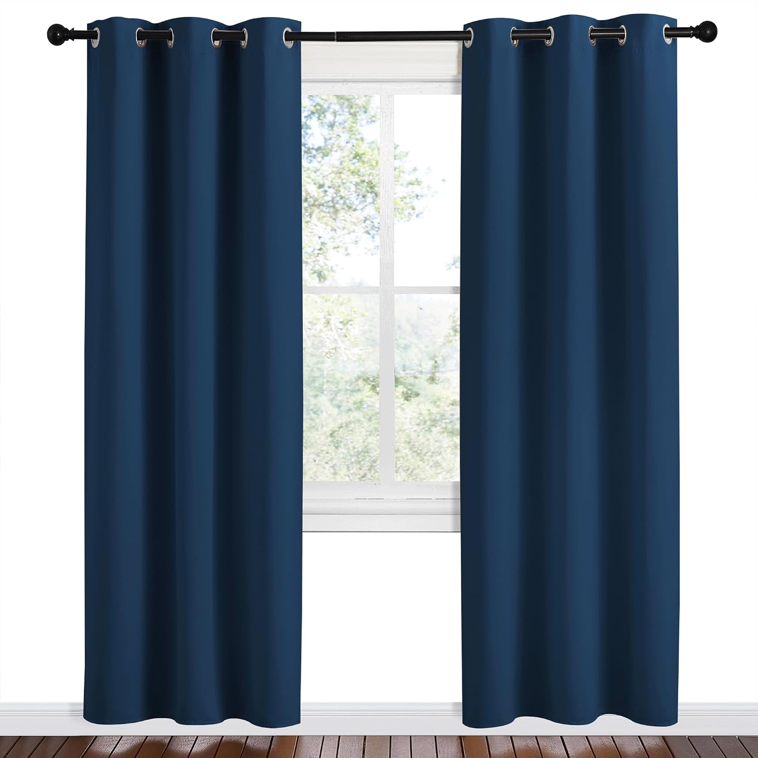 NICETOWN Moroccan Blue Room Darkening Curtains for Kitchen, Set of 2, 42 inches Wide by 78 inches Long, Window Treatment Thermal…