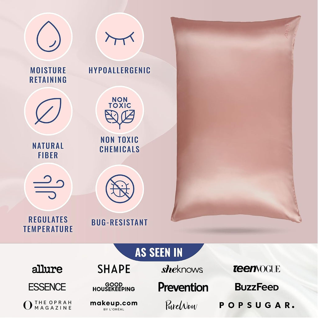 Blissy Silk Pillowcase - 100% Pure Mulberry Silk - 22 Momme 6A High-Grade Fibers - Silk Pillow Cover for Hair & Skin - Regular, Queen &…