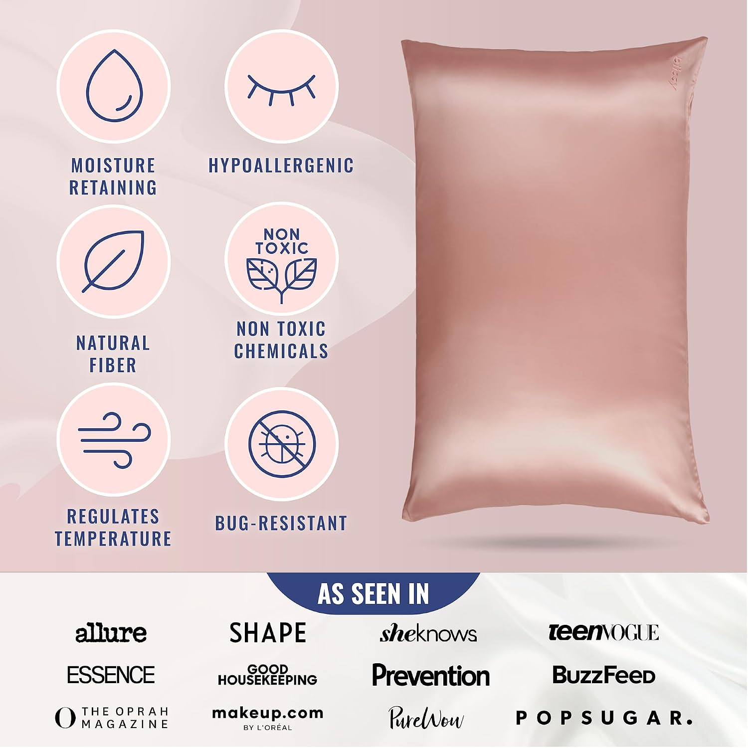 Blissy Silk Pillowcase - 100% Pure Mulberry Silk - 22 Momme 6A High-Grade Fibers - Silk Pillow Cover for Hair & Skin - Regular, Queen &…