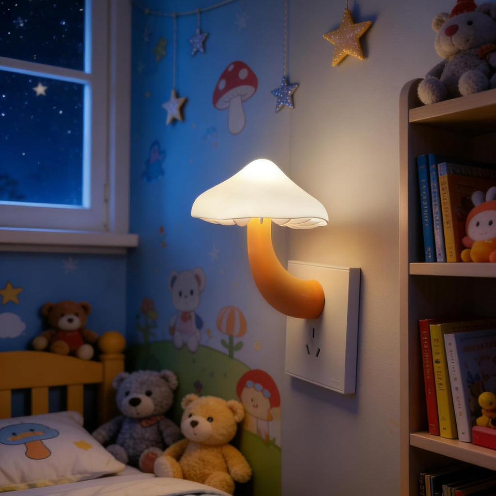 APAKI 4 Pack LED Mushroom Night Light Plug in Lamp, Light Sensor Night Lights Plug into Wall, Warm White Night Light for Adults Kids…