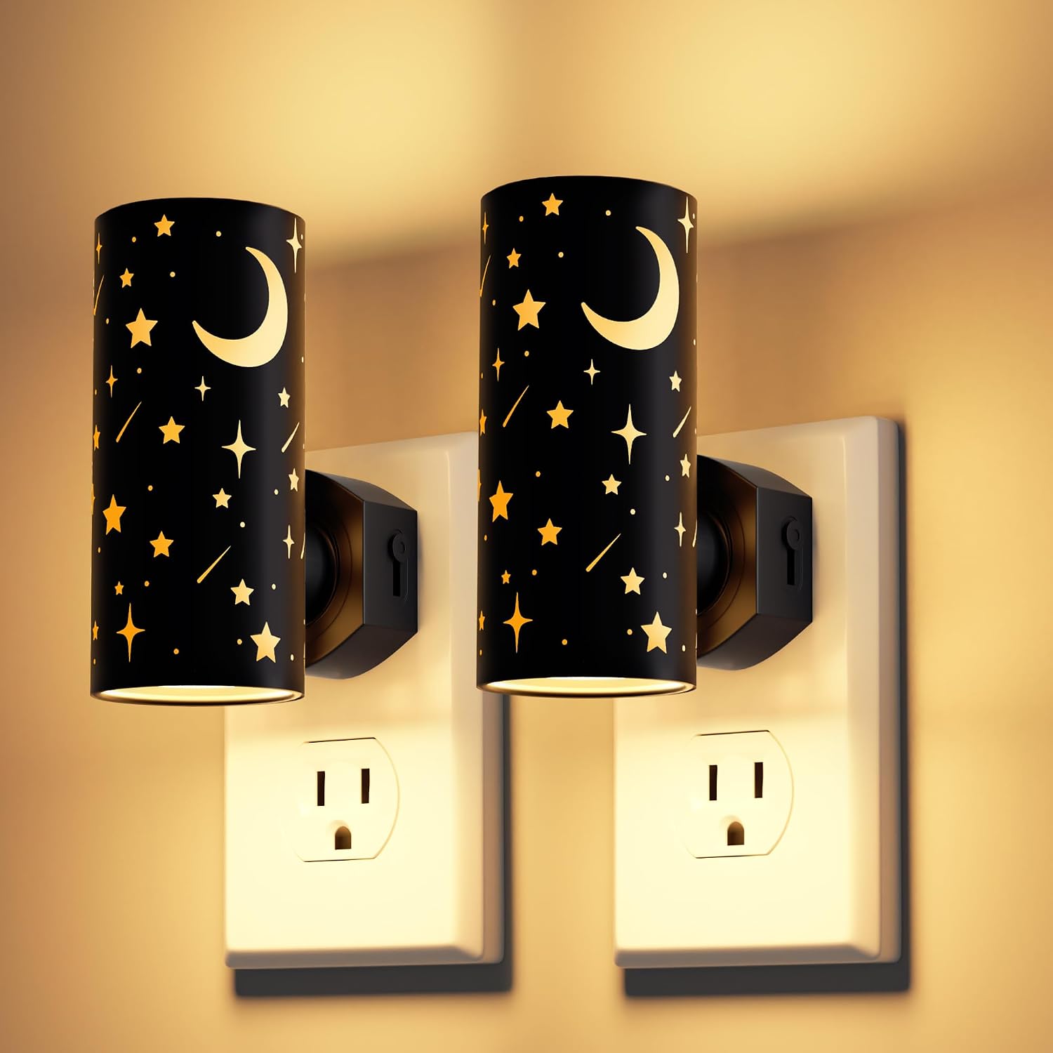 LED Night Lights Plug into Wall, 2-Pack 3000K Bright Plug in Nightlight, Dusk-to-Dawn Sensor, Dimmable 0-100LM, Auto-On/Off, Home Decor…