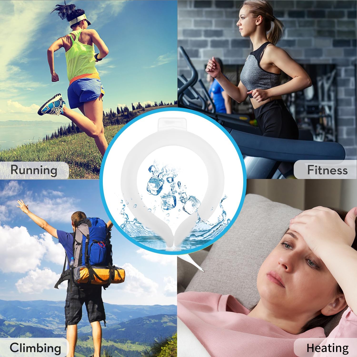 2PCS Neck Cooling Tube with Cold Insulated Bag, Reusable Ice Neck Ring Wearable Body Cooling Products for Summer Heat (White*2)