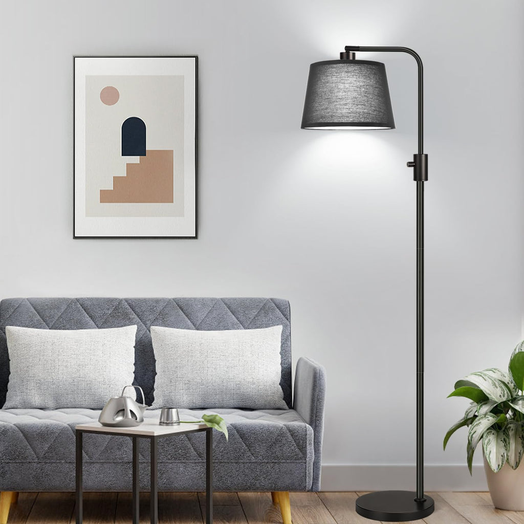 Nintiue [Upgraded] Dimmable Floor Lamp, 1000 Lumens LED Edison Bulb Included, Black Shade, Modern Arc Standing Tall Floor Lamp for Living…
