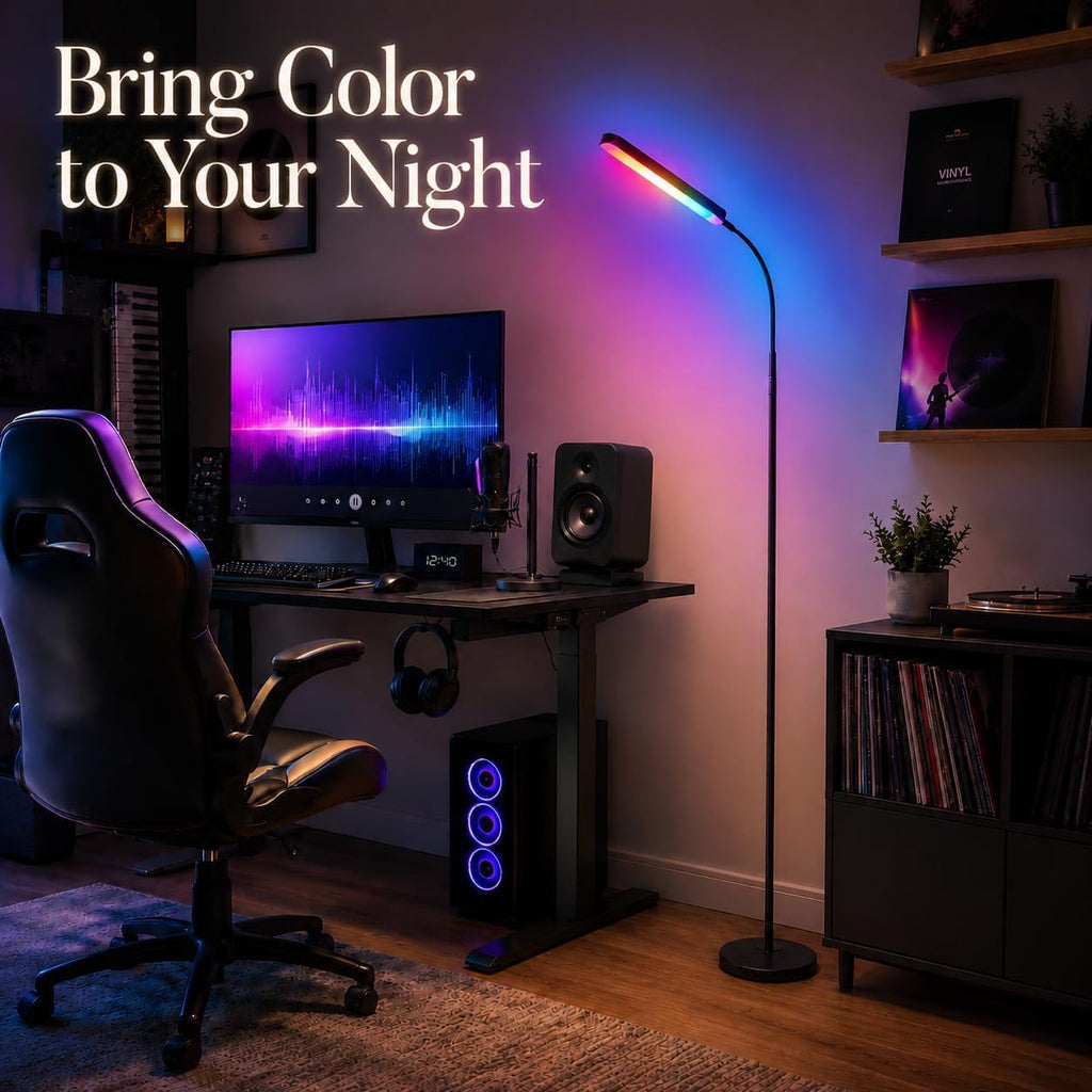 Wio-Mio Floor Lamps, RGB Color Changing Dimmer Bright LED Floor Lamp with Stepless Adjustable 3000K-6000K, Smart Remote Control Modern…