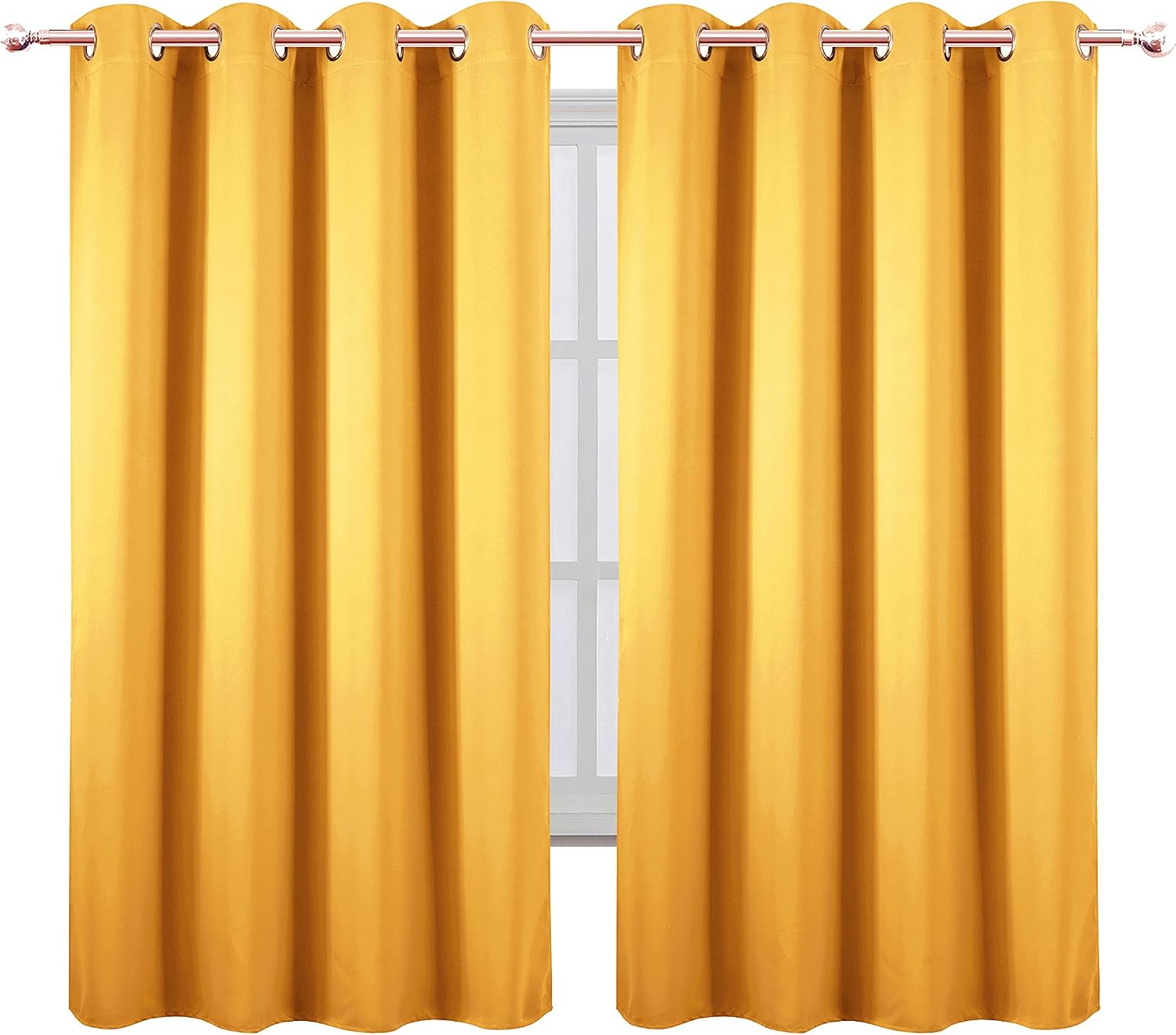 Lemomo Yellow Thermal Blackout Curtains/52 x 63 Inch/Set of 2 Panels Room Darkening Curtains 63 Inch silver