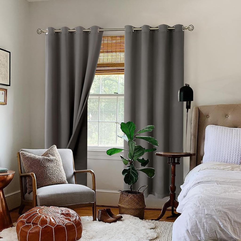 BGment Grey Blackout Curtains for Bedroom Window 84 Inch Length 2 Panels Set, 100% Light Blocking Thermal Insulated Grommet Drapes for Livi…