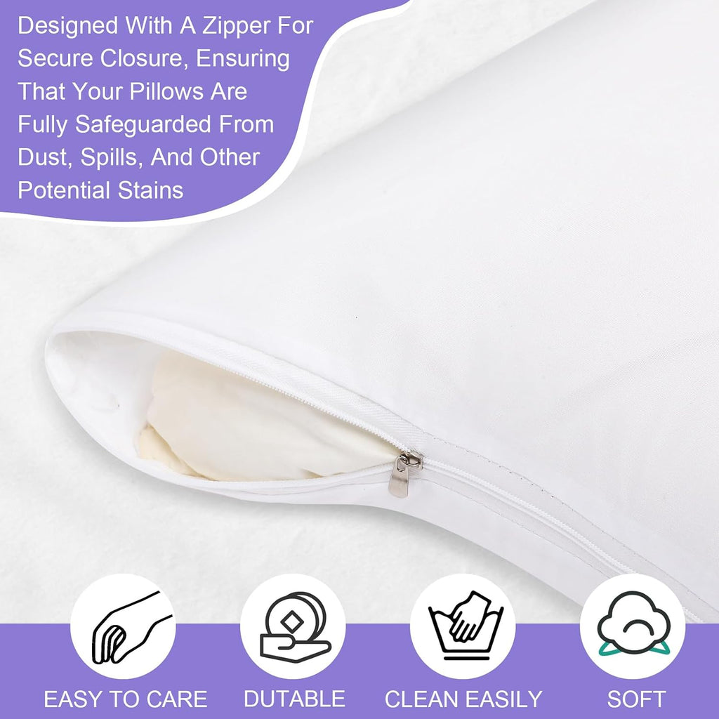 Shimeyao 12 Pcs 20 x 40 Inch Zippered Pillow Protectors Bulk, Standard Size Bedding Pillow Cases, Soft Breathable Cotton Sateen Dust Protec…