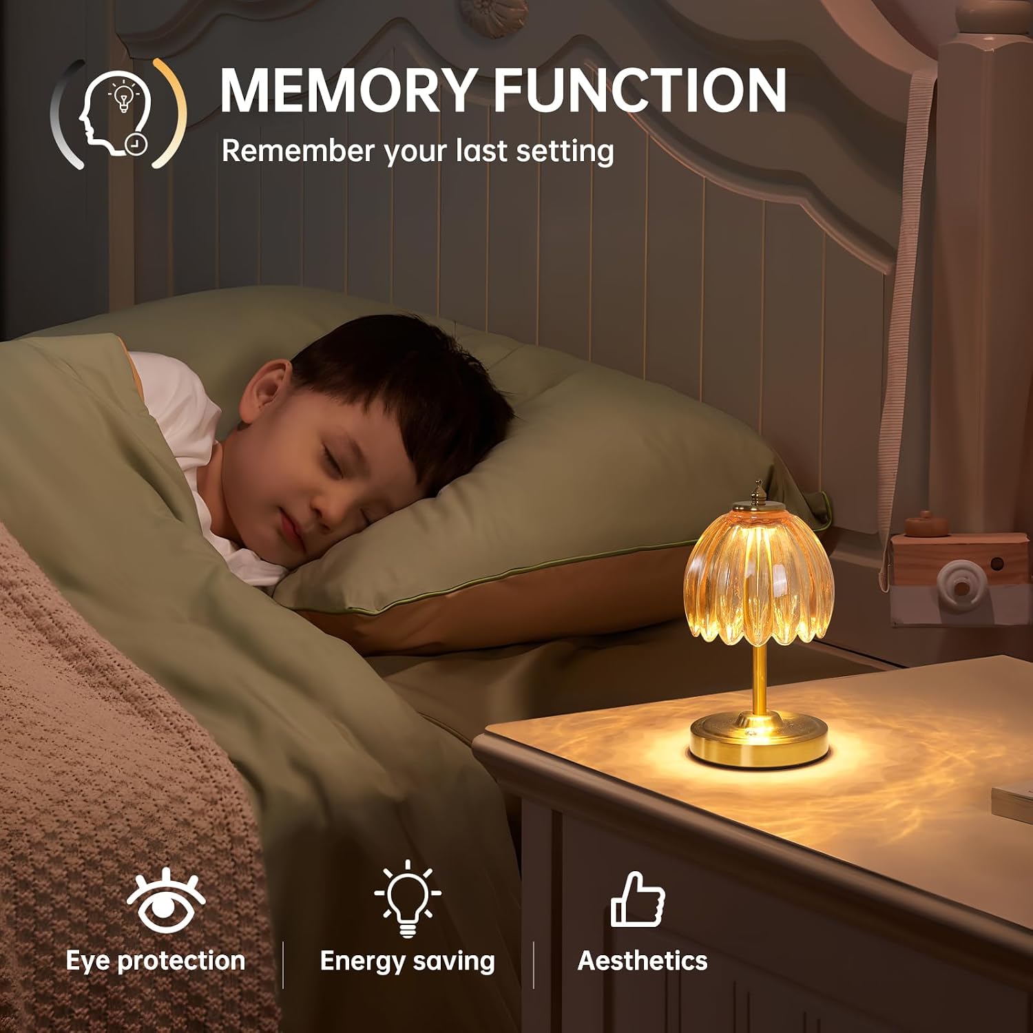 Shenmoyl Tulip Small Table Lamp, 5200mAh Cordless Touch Control Mini Table Lamp with 3 Color Temps & Stepless Dimming, Perfect for Small Sp…