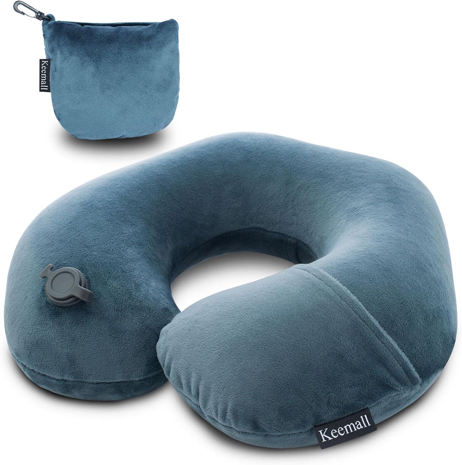 Keemall Inflatable Travel Neck Pillow for Airplane Train Car Washable Pillowcase U Shaped Office Napping Pillow