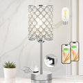 Hong-in Crystal Table Lamp, Crystal Lamp Touch Control with USB-C USB-A Charging Ports & AC Outlets, 3 Way Dimmable Bedside…