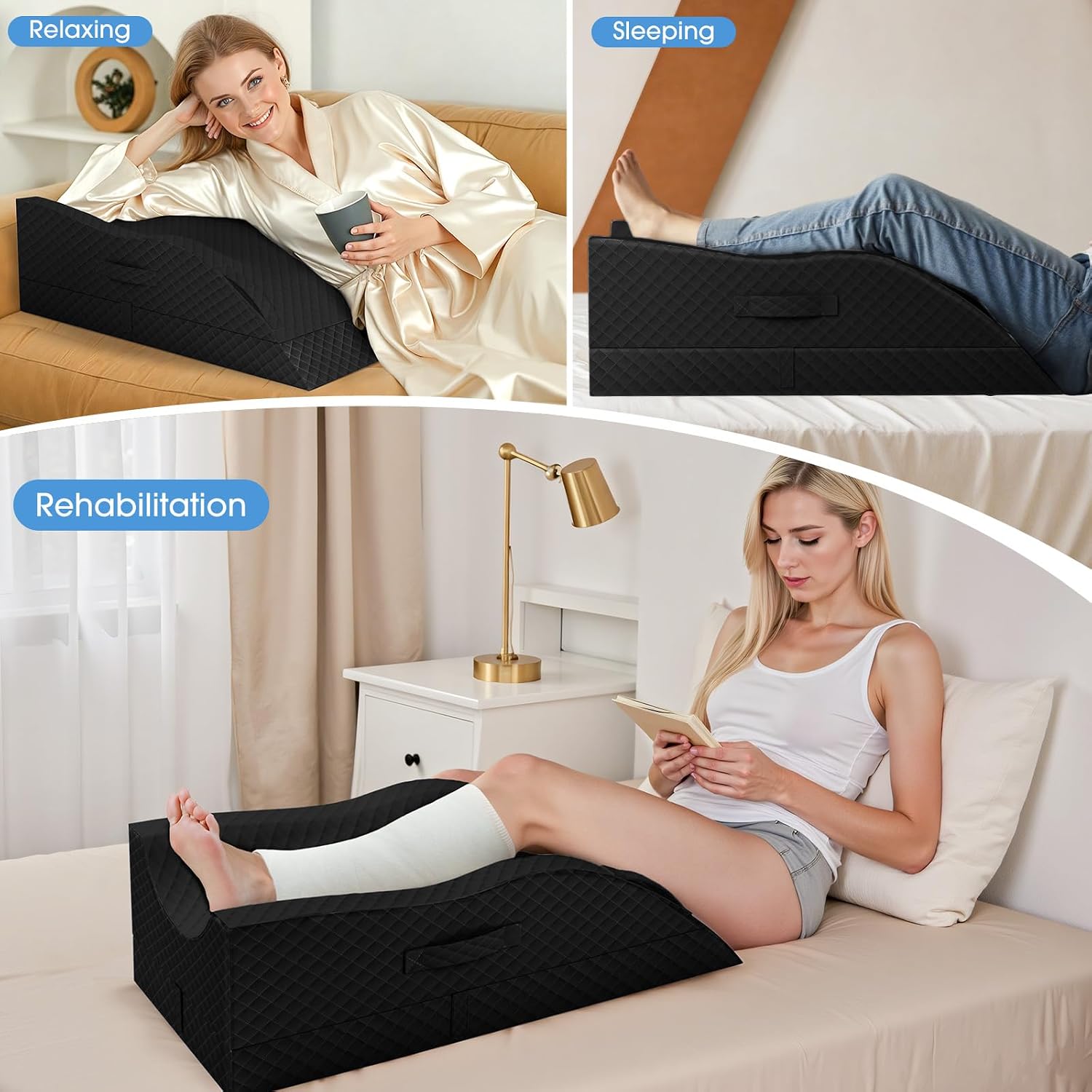 TranquilRelax TranquilRelax Elevation Pillows for Leg After Surgery, Memory Foam Adjustable Wedge Pillow for Injury or Rest, Ankle P…
