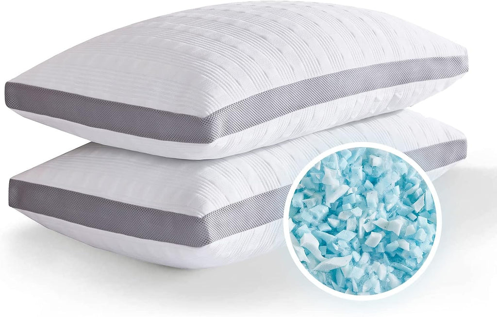 Meoflaw Cooling Pillows Standard Size Set of 2, Shredded Memory Foam Bed Pillows for Sleeping, Standard Pillows for Back & Side…