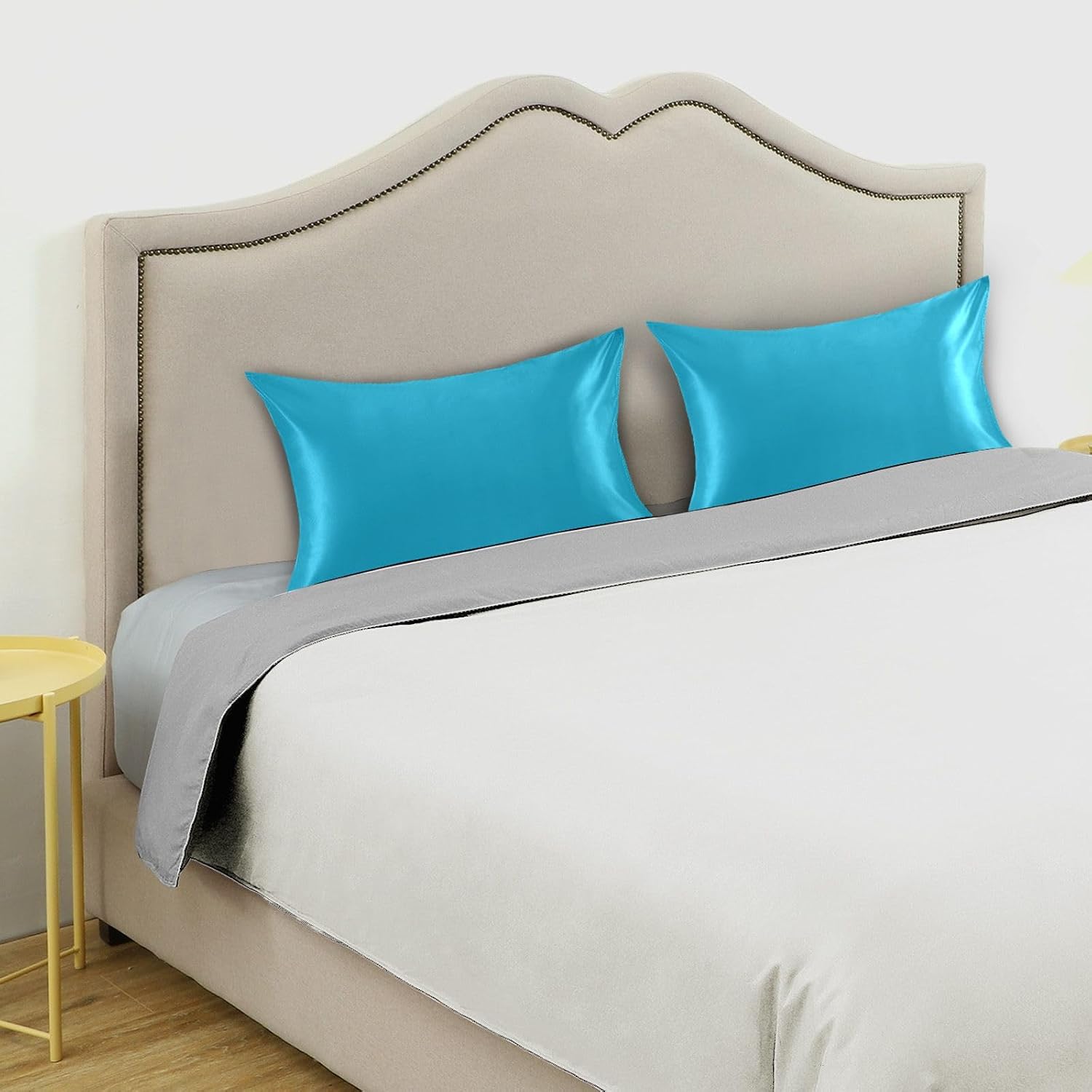 Blue Color Pillow Covers Silk Pillowcase for Hair and Skin Soft Breathable Cooling Satin Pillowcase King Size Pillow Case for Bed Hot…