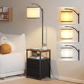 SUNMORY Floor Lamp with Table & 2 Drawers, Lamp with USB Port and Outlet, Nightstand with 3 Color Temperature Led Bulb Included, Floor…