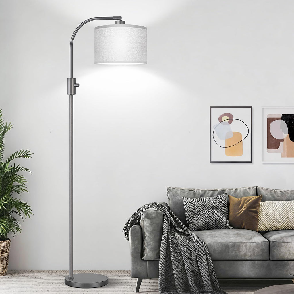 Nintiue Upgraded Modern Arc Dimmable Tall Standing Floor Lamp with Gray Shade, 1200 Lumens LED Bulb Included, for Living & Reading Room…