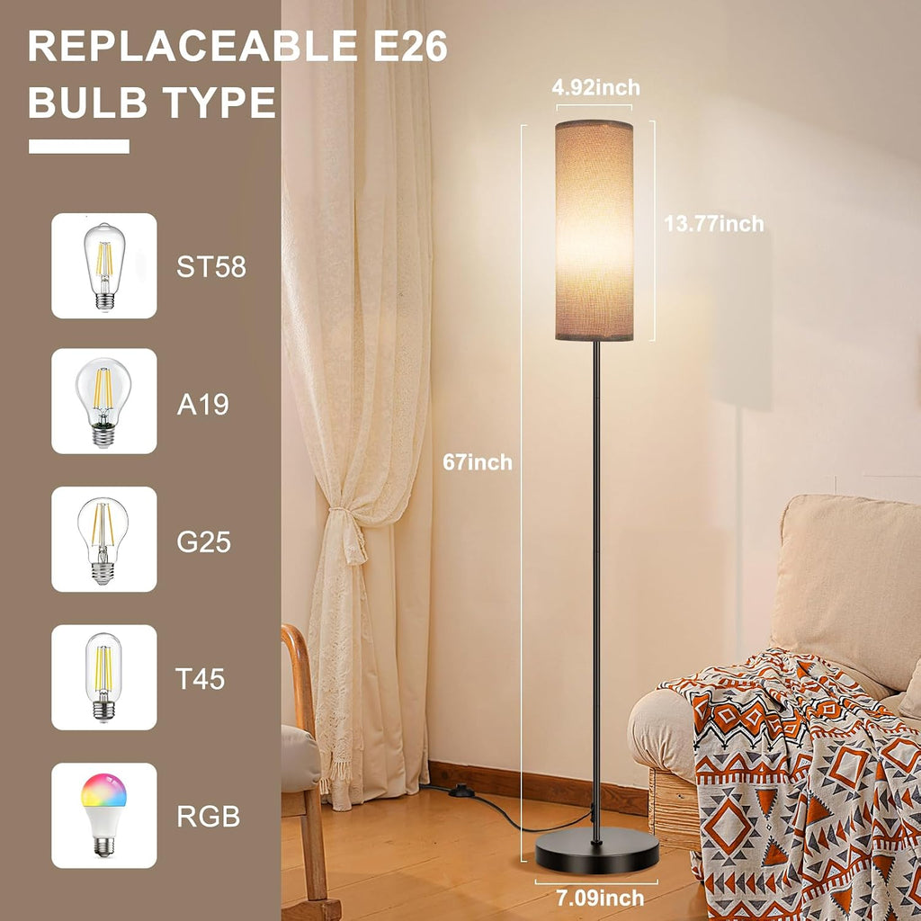 FRIDEKO HOME Gray Floor Lamps for Bedroom, Dimmable Colors Temperature & Brightness, Plug in Modern Floor Lamps for Living Room, Tall…
