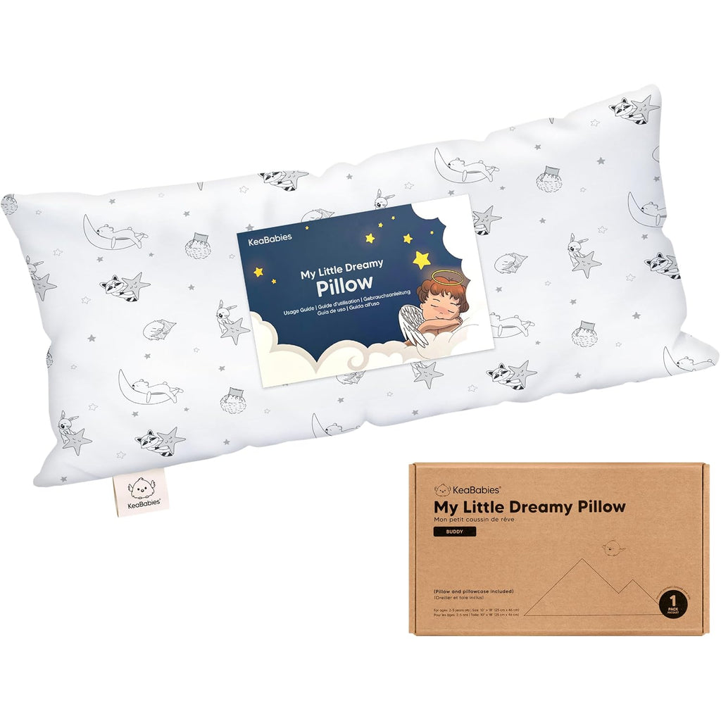 Toddler Pillow with Pillowcase - 10x18 My Little Dreamy Kids Travel Bed Pillows for Sleeping, Organic Cotton Small Pillowcase, Soft &…