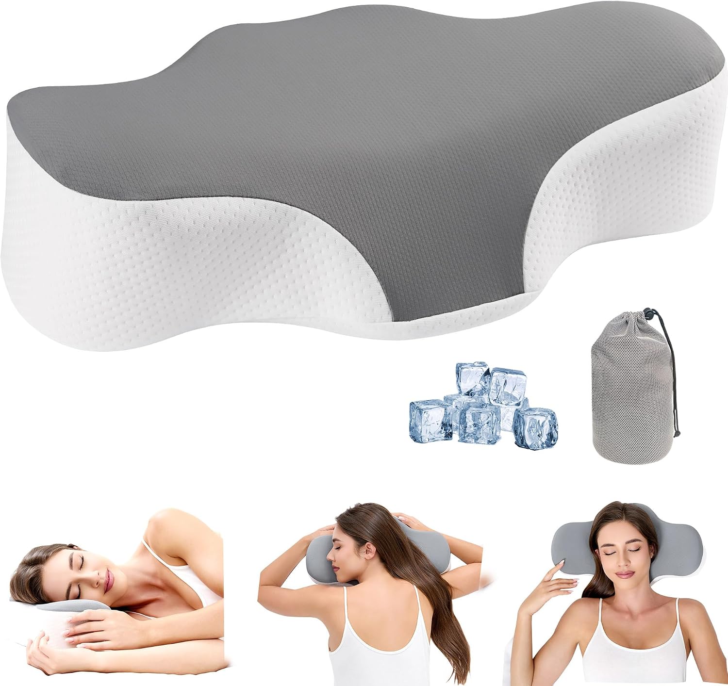 Bespilow Travel Cervical Pillow for Sleeping, Small Memory Foam Neck Pillow with Cooling Washable Cover, Compact Ergonomic Neck Support…