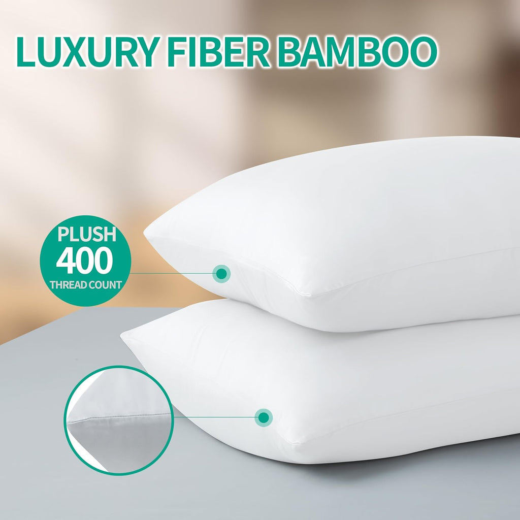 4-Pack Bamboo Viscose Zippered Pillow Cases Queen Size, 400 Thread Count Cooling Pillow Protectors for Hot Sleepers, Luxurious Hotel…