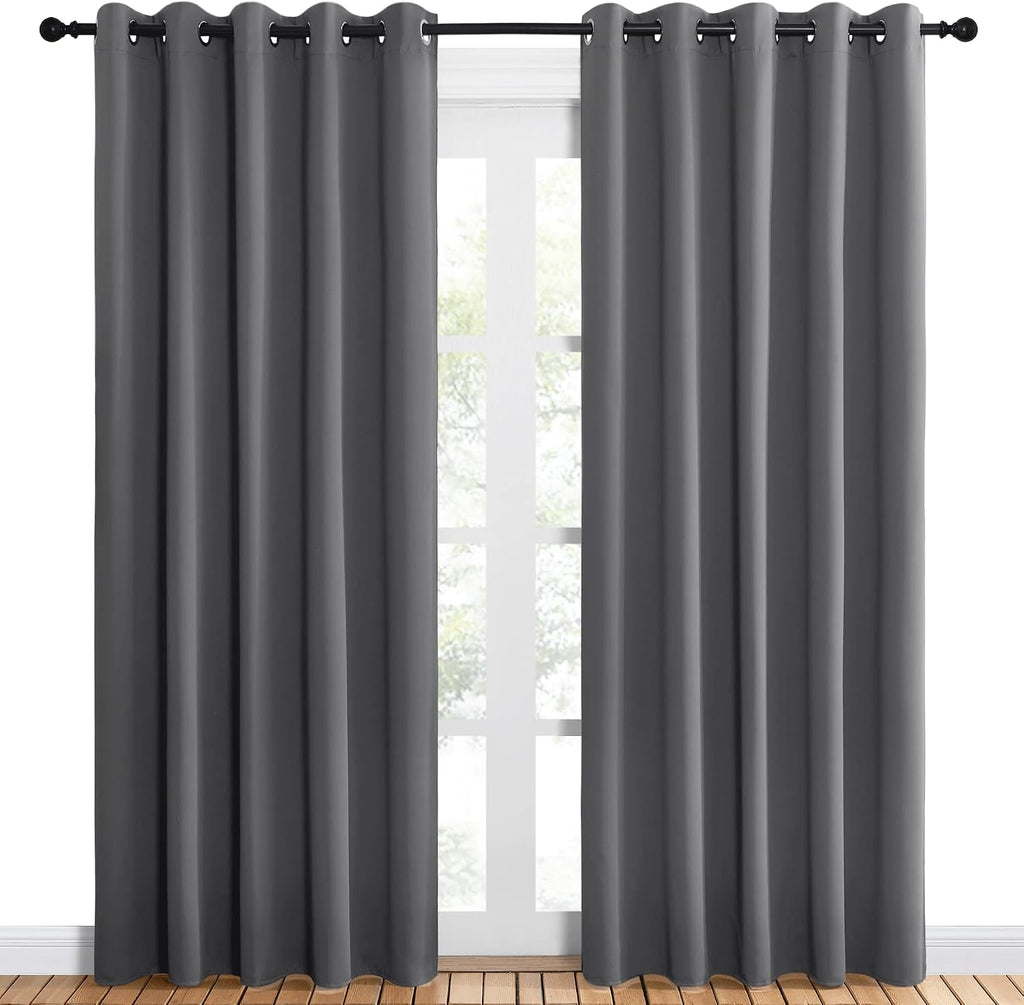 NICETOWN Bedroom Curtains Blackout Drapery Panels, Three Pass Microfiber Thermal Insulated Solid Ring Top Blackout Window Curtains/Drapes…
