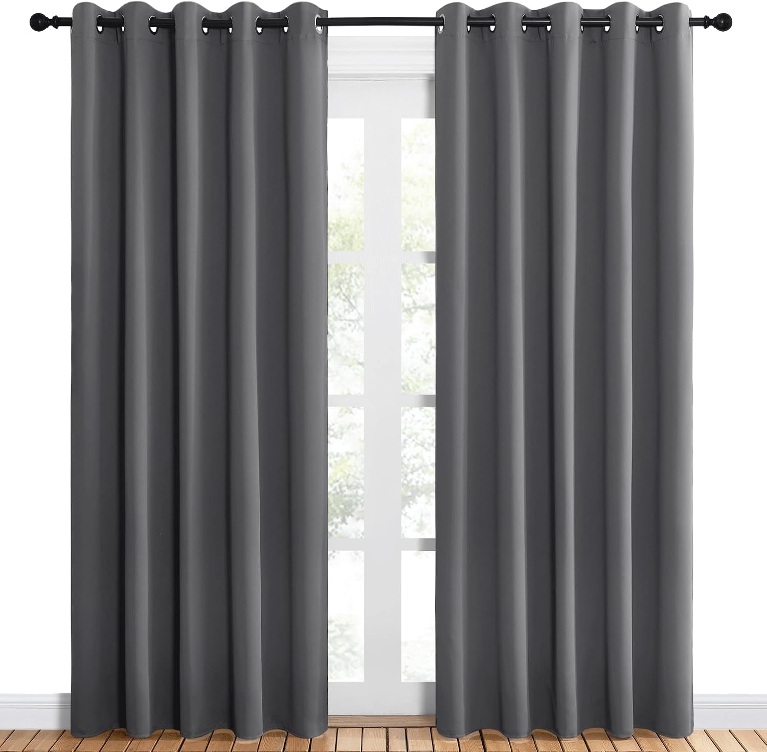 NICETOWN Bedroom Curtains Blackout Drapery Panels, Three Pass Microfiber Thermal Insulated Solid Ring Top Blackout Window Curtains/Drapes…