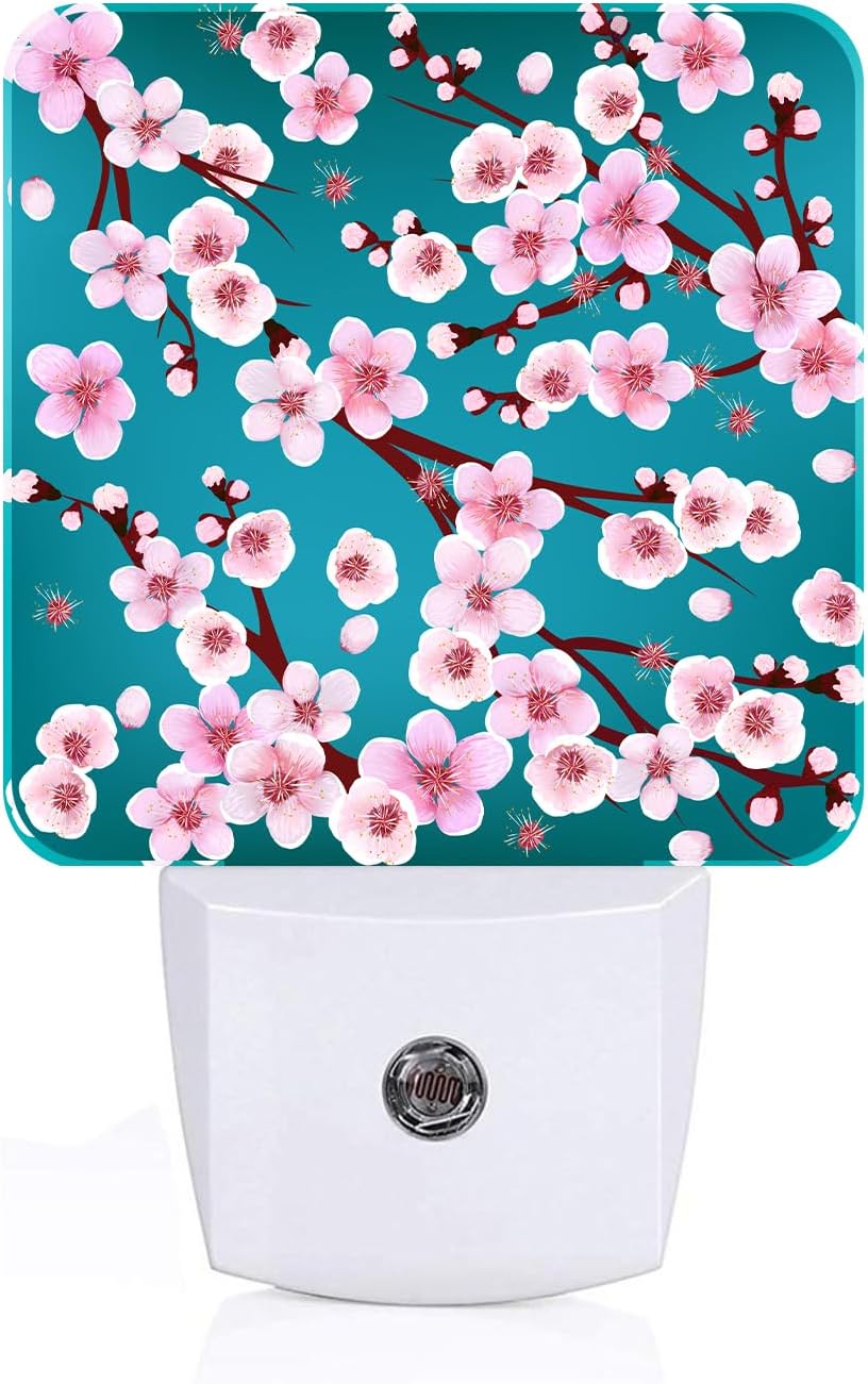 Cherry Blossom Night Light, Plug Into Wall Decor for Stairway, Hallway, Kitchen, Dusk to Dawn Sensor Nightlights for Boys/Girls/Women/Men…
